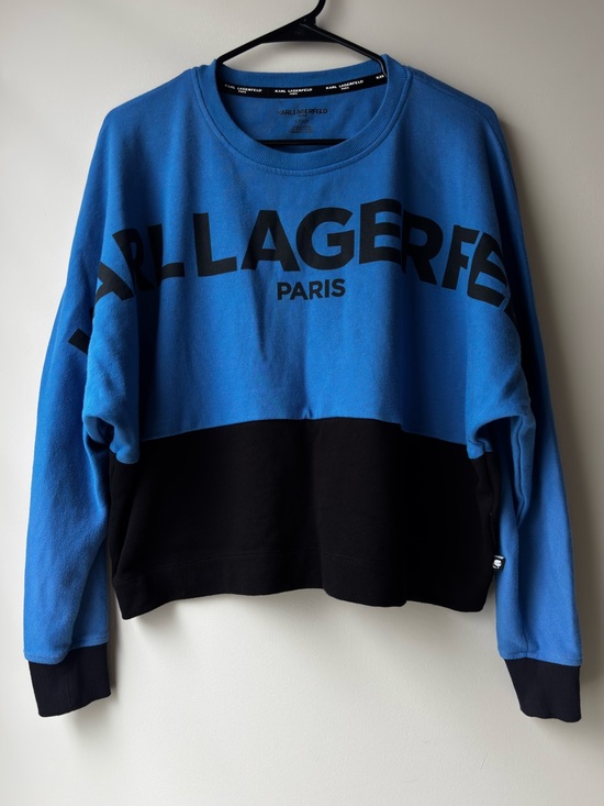 Karl Lagerfeld Sweaters - Karl Lagerfeld Paris Logo Colorblock Sweatshirt Blue Black Size Small